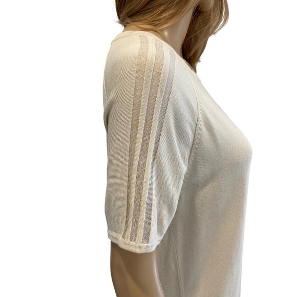 Adidas Womens cream Knit T-Shirt Dress With Sheer Stripe Detail & Short Sleeves - Picture 3 of 16